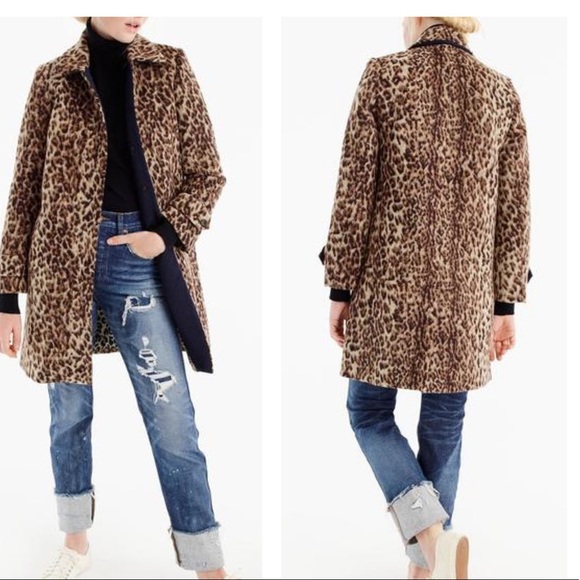 J. Crew Jackets & Blazers - New J. Crew Top Coat Double Snow Leopard Coat Size 10